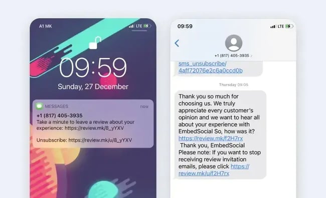 testimonial request over sms